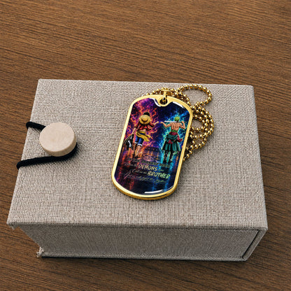 Personalized One Piece Luffy & Zoro Brother Dog Tag Necklace - Call On Me Brother - Stainless Steel Military Pendant Gift for Men - OPDL010