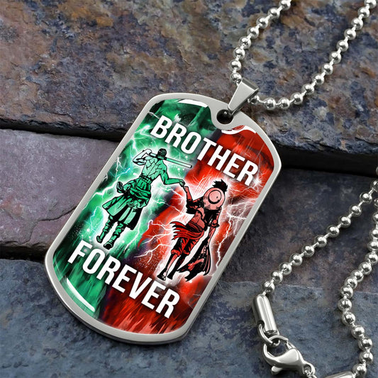 One Piece - OPDL001 - Brother Forever - Monkey D. Luffy - Roronoa Zoro - One Piece Dog Tag - Military Ball Chain - Luxury Dog Tag