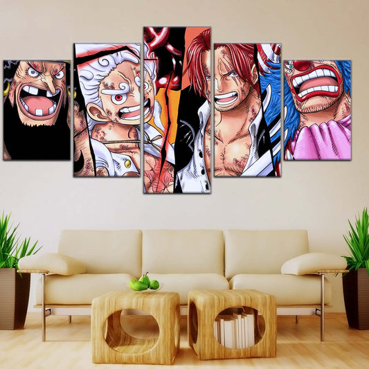 One Piece Wall Art - OP5067 - Monkey D. Luffy Gear 5 - Shanks - Buggy & Teach - One Piece Poster - One Piece Canvas