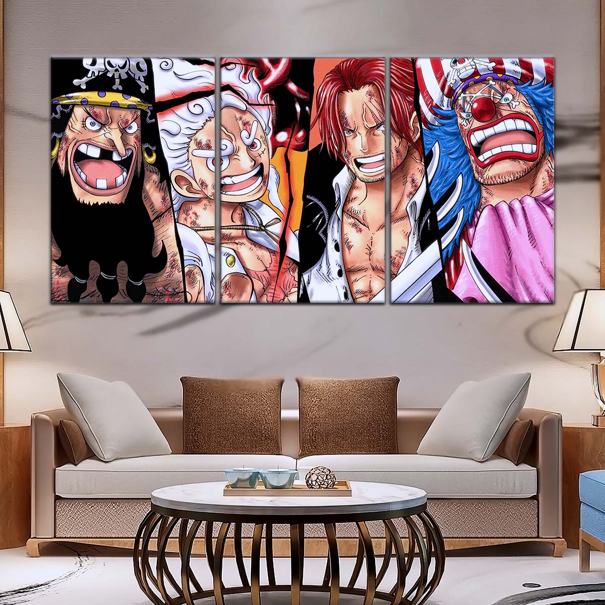 One Piece Wall Art - OP5067 - Monkey D. Luffy Gear 5 - Shanks - Buggy & Teach - One Piece Poster - One Piece Canvas