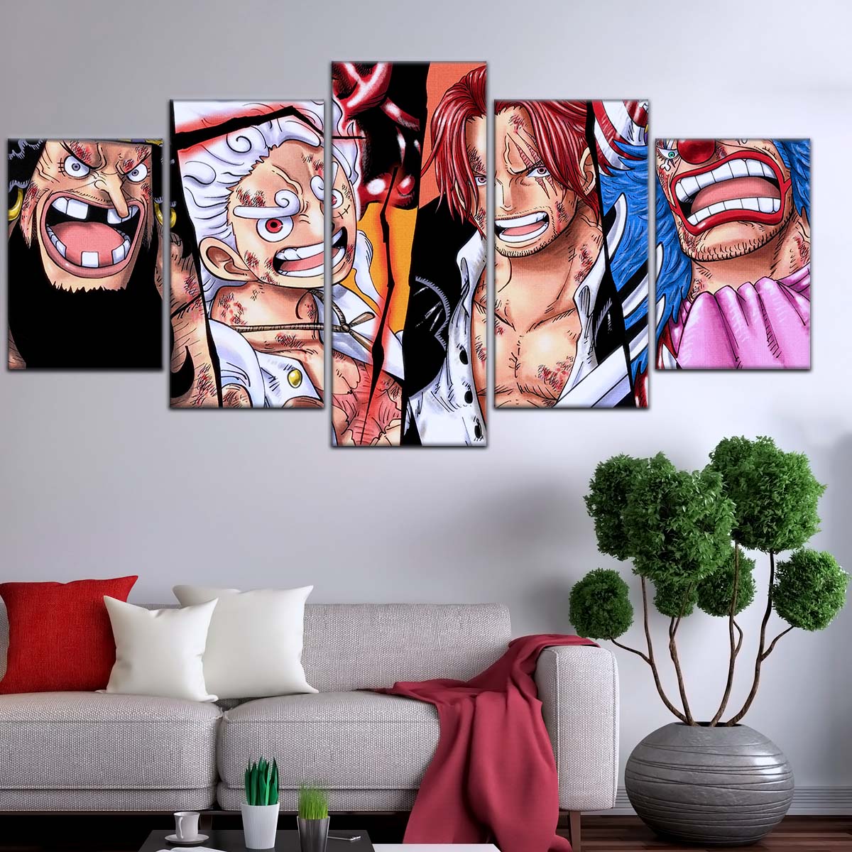 One Piece Wall Art - OP5067 - Monkey D. Luffy Gear 5 - Shanks - Buggy & Teach - One Piece Poster - One Piece Canvas