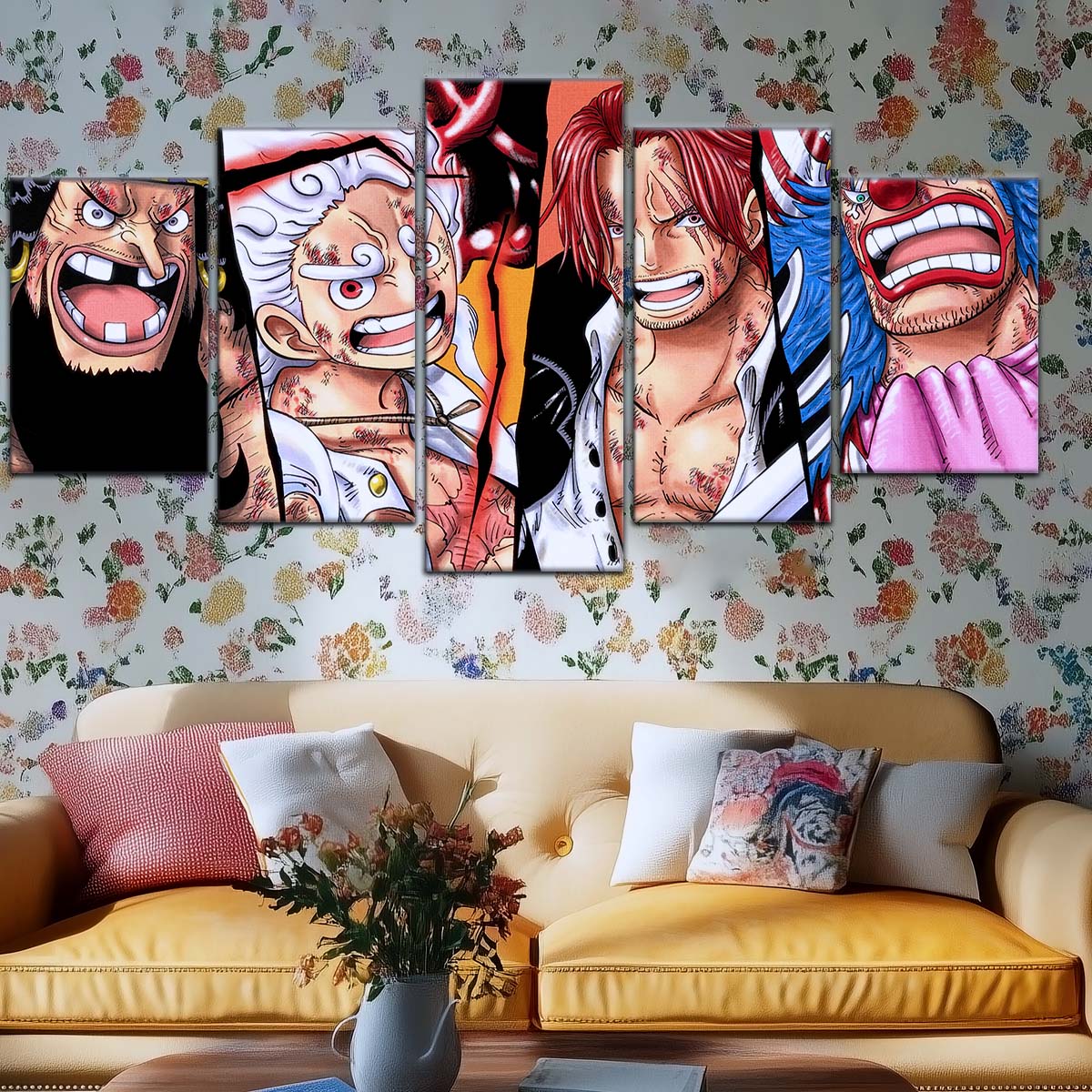 One Piece Wall Art - OP5067 - Monkey D. Luffy Gear 5 - Shanks - Buggy & Teach - One Piece Poster - One Piece Canvas