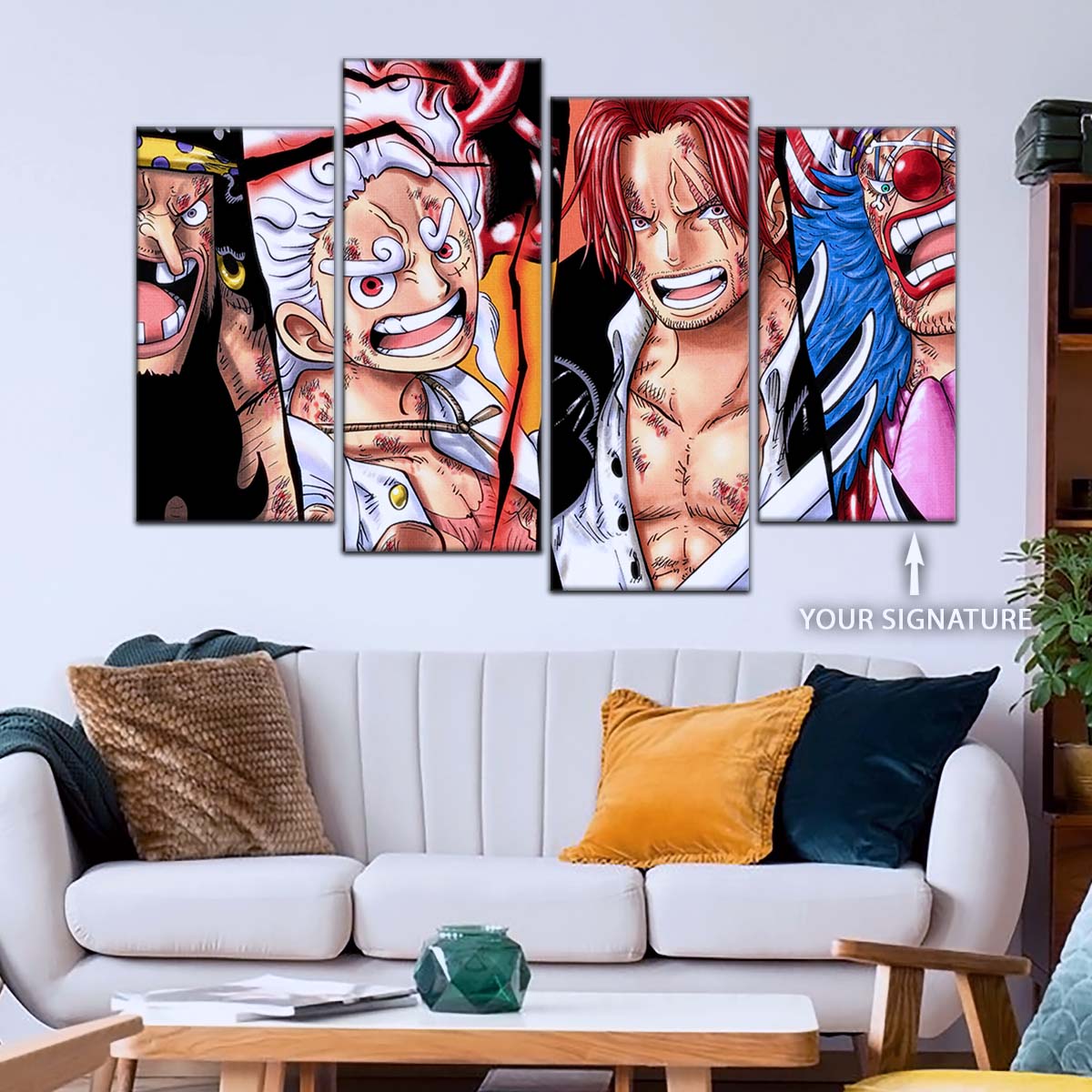 One Piece Wall Art - OP5067 - Monkey D. Luffy Gear 5 - Shanks - Buggy & Teach - One Piece Poster - One Piece Canvas