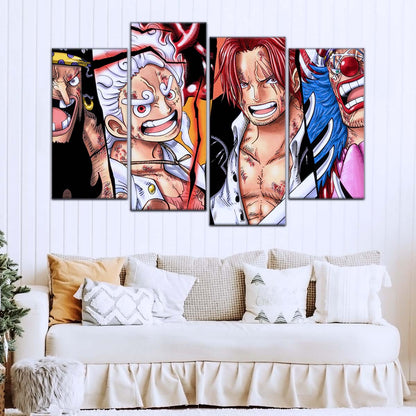 One Piece Wall Art - OP5067 - Monkey D. Luffy Gear 5 - Shanks - Buggy & Teach - One Piece Poster - One Piece Canvas