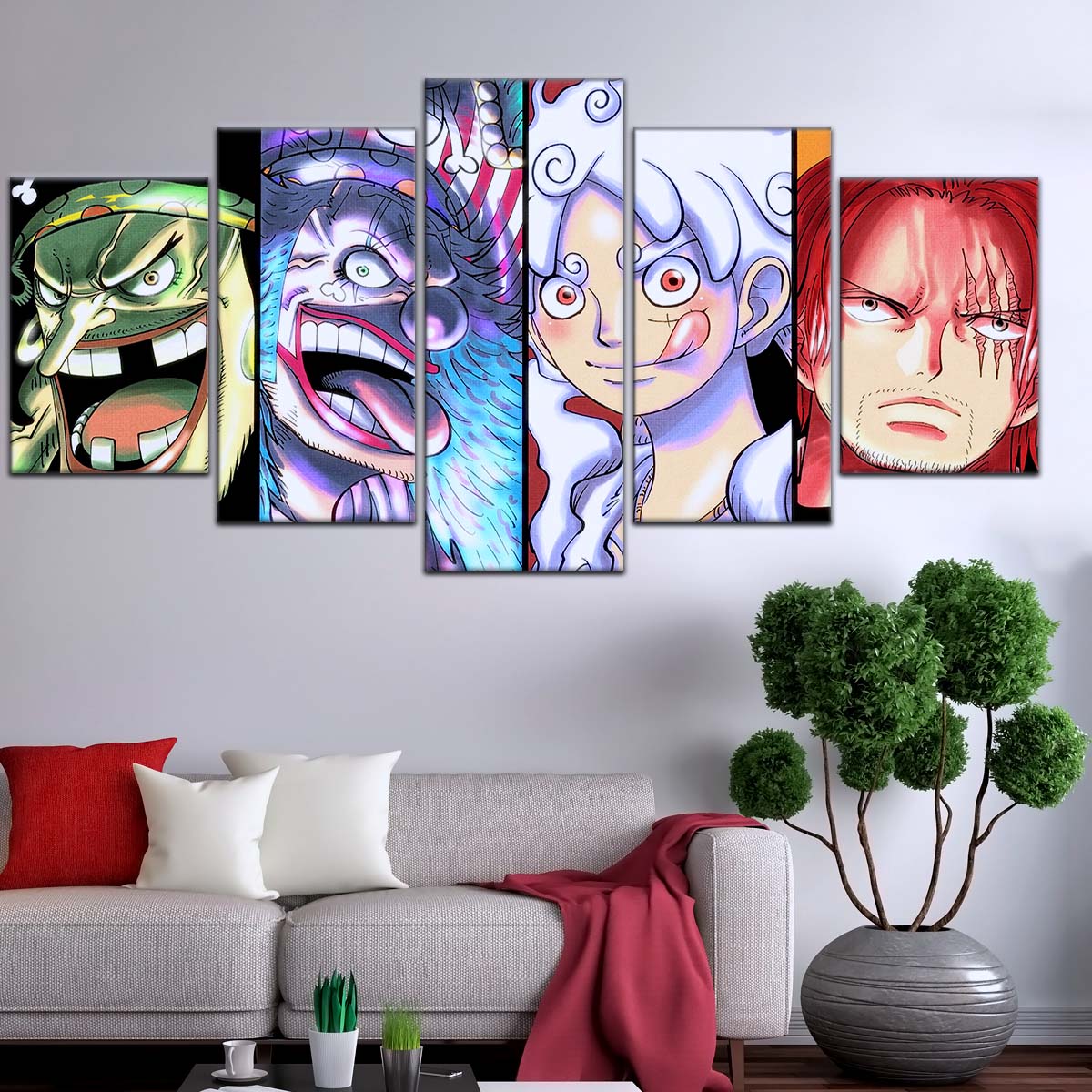 One Piece Wall Art - OP5069 - Monkey D. Luffy Gear 5 - Buggy & Teach - One Piece Poster - One Piece Canvas