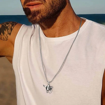 Viking - Punk Rock Viking Horns Mask Pendant Necklaces for Men, Bulk Stainless Steel Celtic Knot Collar Jewelry