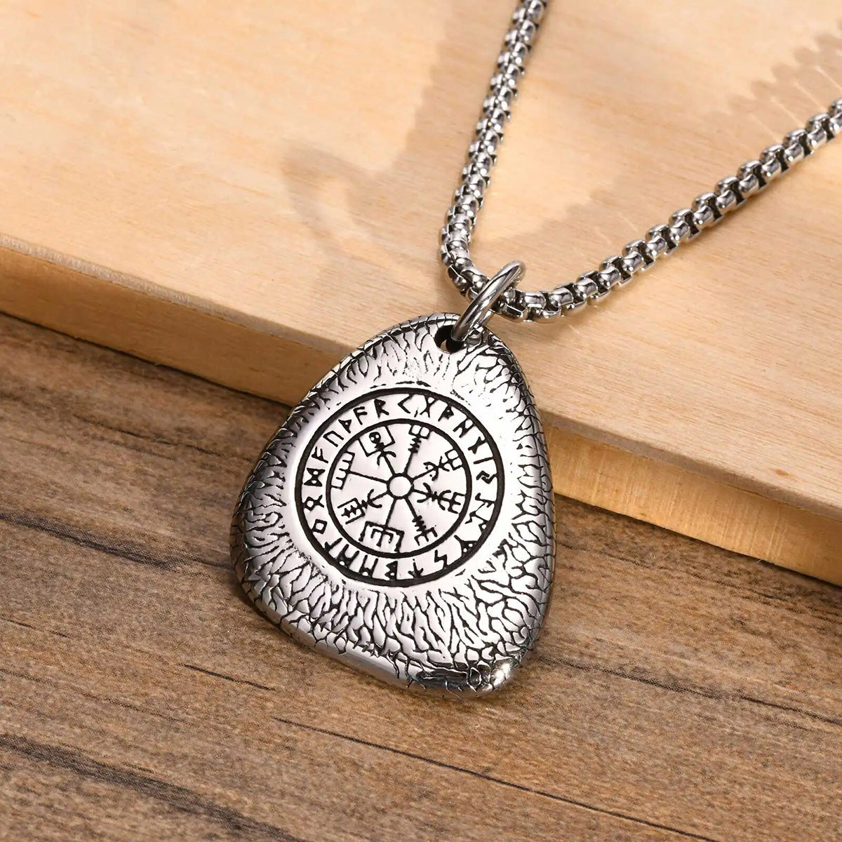 Viking - Rock Punk Norse Viking Amulet Necklaces for Men, Retro Stainless Steel Nordic Rune Talisman Pendant Jewelry Gifts for Male
