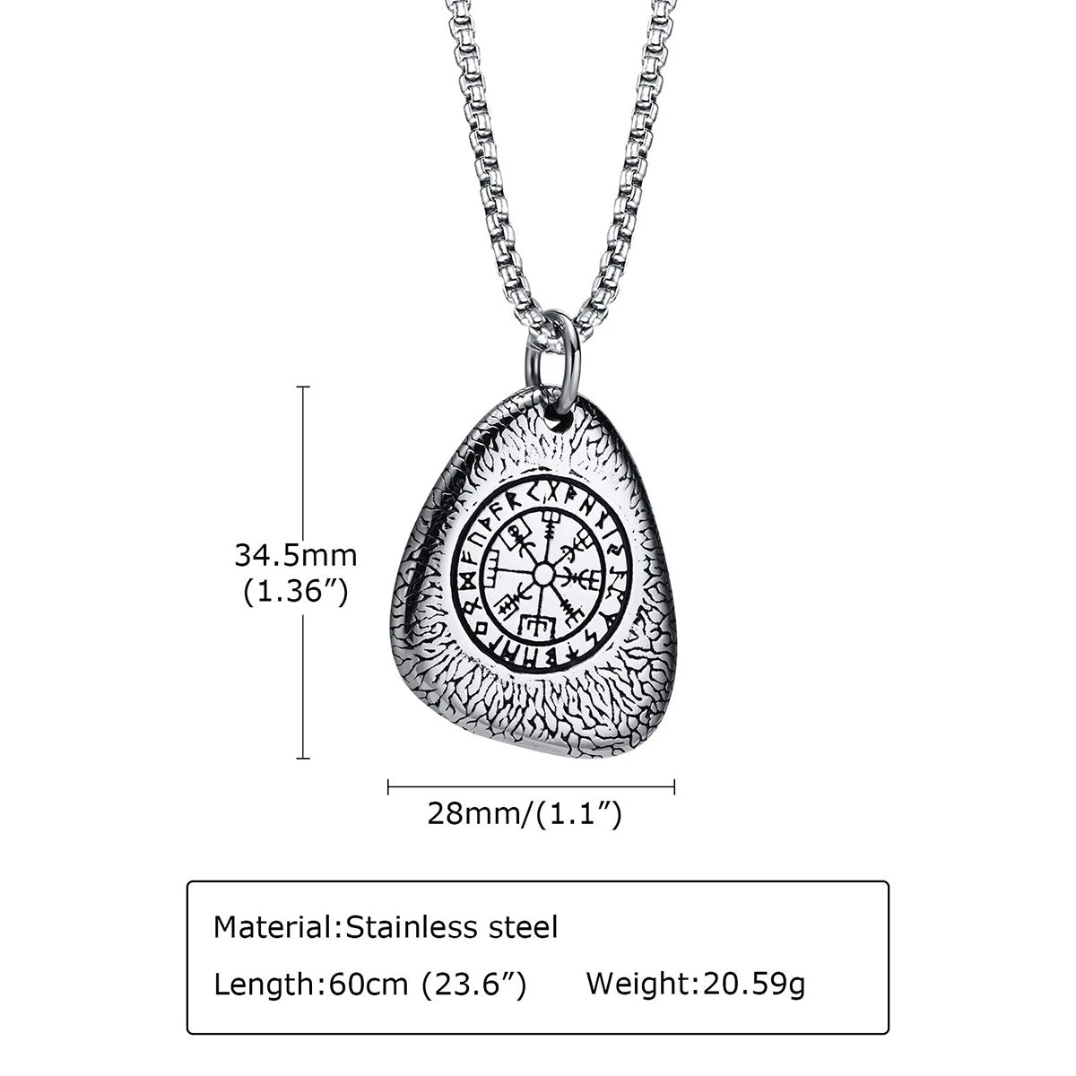 Viking - Rock Punk Norse Viking Amulet Necklaces for Men, Retro Stainless Steel Nordic Rune Talisman Pendant Jewelry Gifts for Male