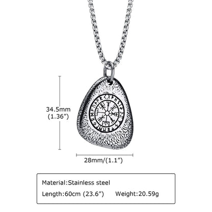 Viking - Rock Punk Norse Viking Amulet Necklaces for Men, Retro Stainless Steel Nordic Rune Talisman Pendant Jewelry Gifts for Male