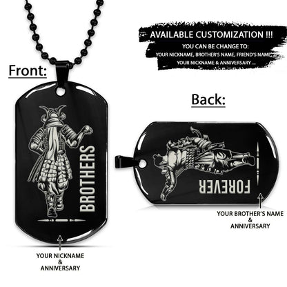 Samurai Dog Tag - Brothers Forever - Bushido - Katana - Ronin - Miyamoto Musashi - Samurai Necklace - Engrave Dog Tag