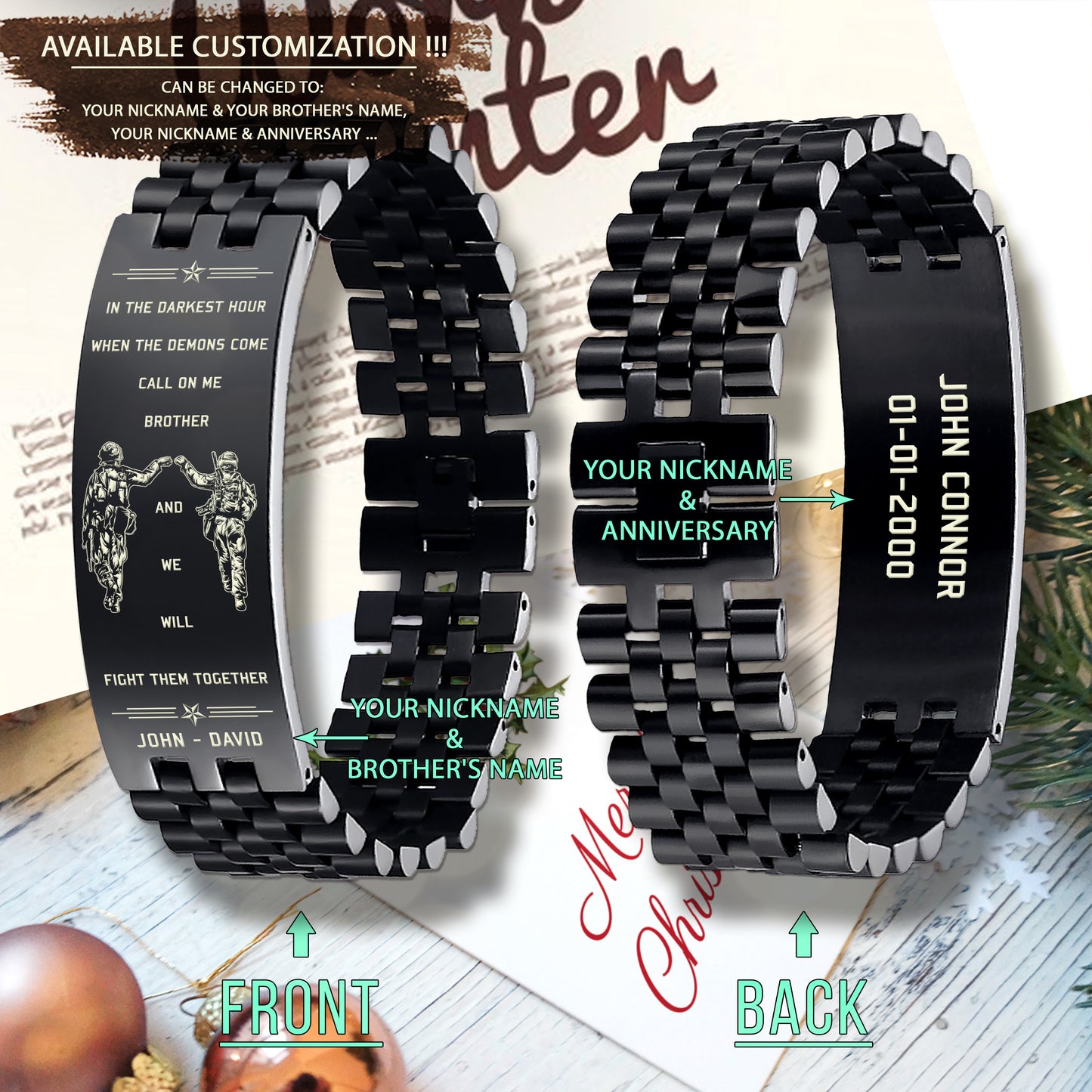 SDB004 - Call On Me Brother - English - Soldier - Army - Black Engrave Bracelet