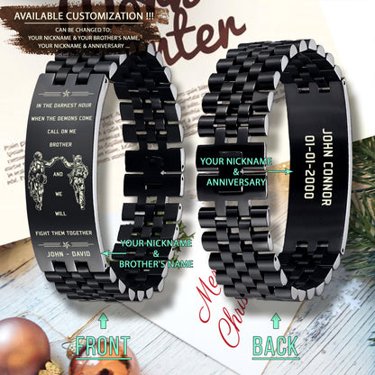 SDB004 - Call On Me Brother - English - Soldier - Army - Black Engrave Bracelet