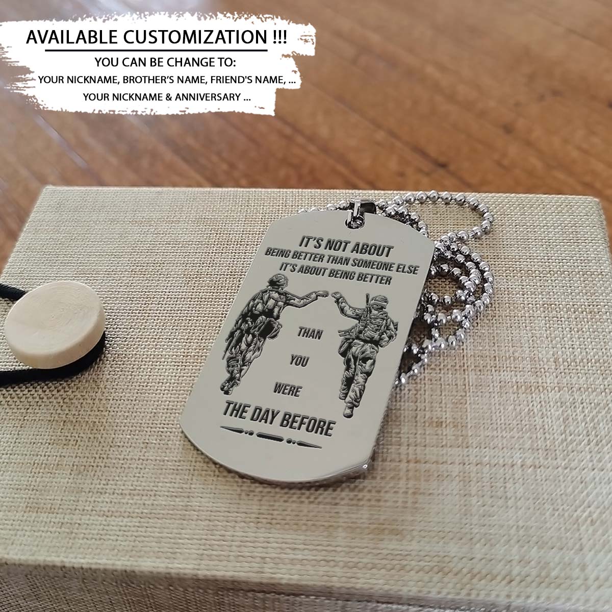 Soldier Dog Tag - Call On Me Brother - It's About Being Better Than You Were The Day Before - Army - Navy - Marines - Air Force - Soldier Necklace - Engrave Dog Tag