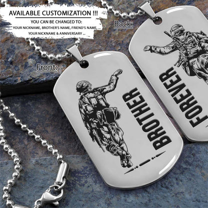 Soldier Dog Tag - Brother Forever - Army - Navy - Marines - Air Force - Soldier Necklace - Engrave Dog Tag