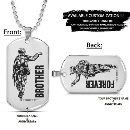 Soldier Dog Tag - Brother Forever - Army - Navy - Marines - Air Force - Soldier Necklace - Engrave Dog Tag