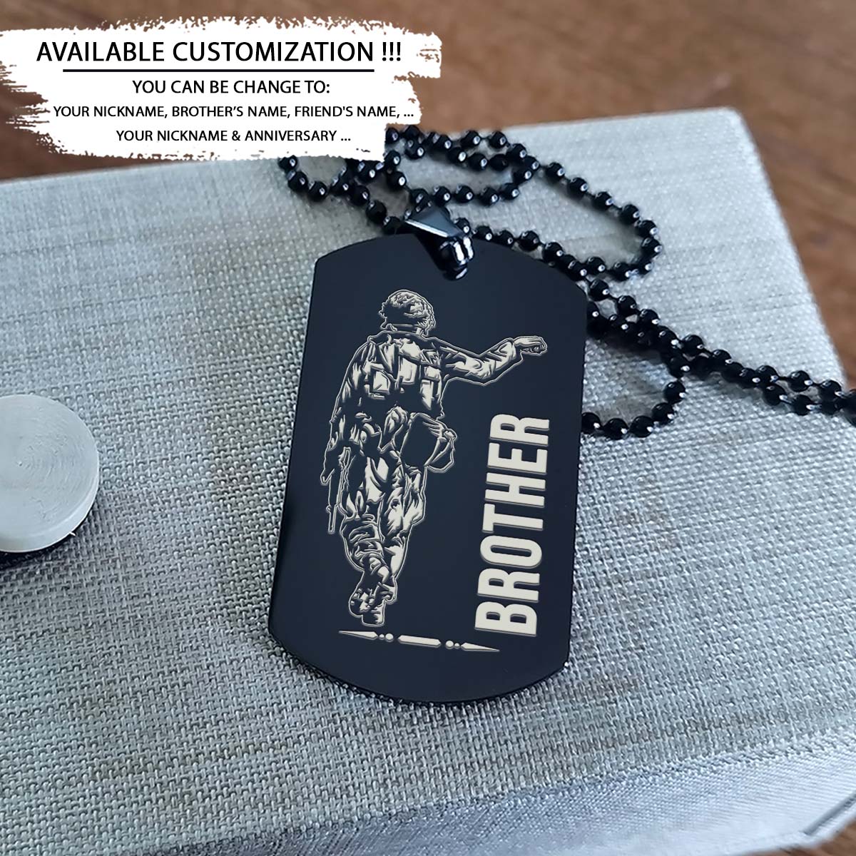 Soldier Dog Tag - Brother Forever - Army - Navy - Marines - Air Force - Soldier Necklace - Engrave Dog Tag