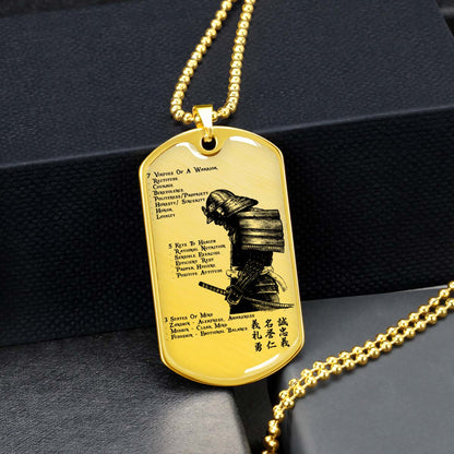 Samurai - SADL001 - 7 5 3 CODE - Bushido - Katana - Ronin - Miyamoto Musashi - Samurai Dog Tag - Military Ball Chain - Luxury Dog Tag