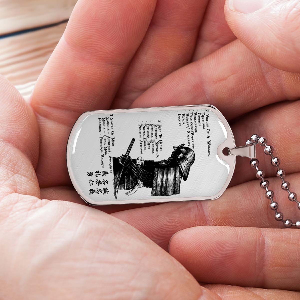 Samurai - SADL001 - 7 5 3 CODE - Bushido - Katana - Ronin - Miyamoto Musashi - Samurai Dog Tag - Military Ball Chain - Luxury Dog Tag