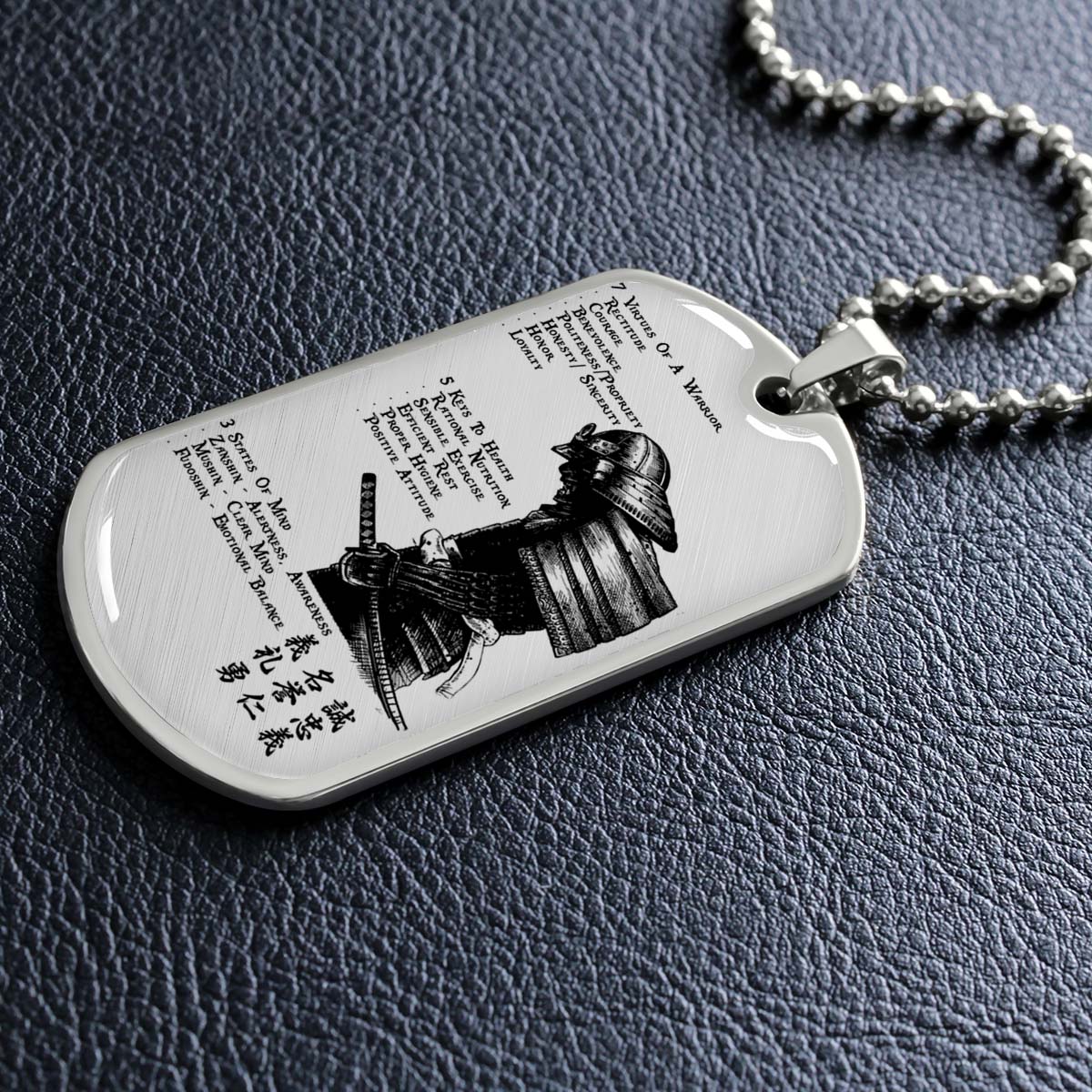 Samurai - SADL001 - 7 5 3 CODE - Bushido - Katana - Ronin - Miyamoto Musashi - Samurai Dog Tag - Military Ball Chain - Luxury Dog Tag