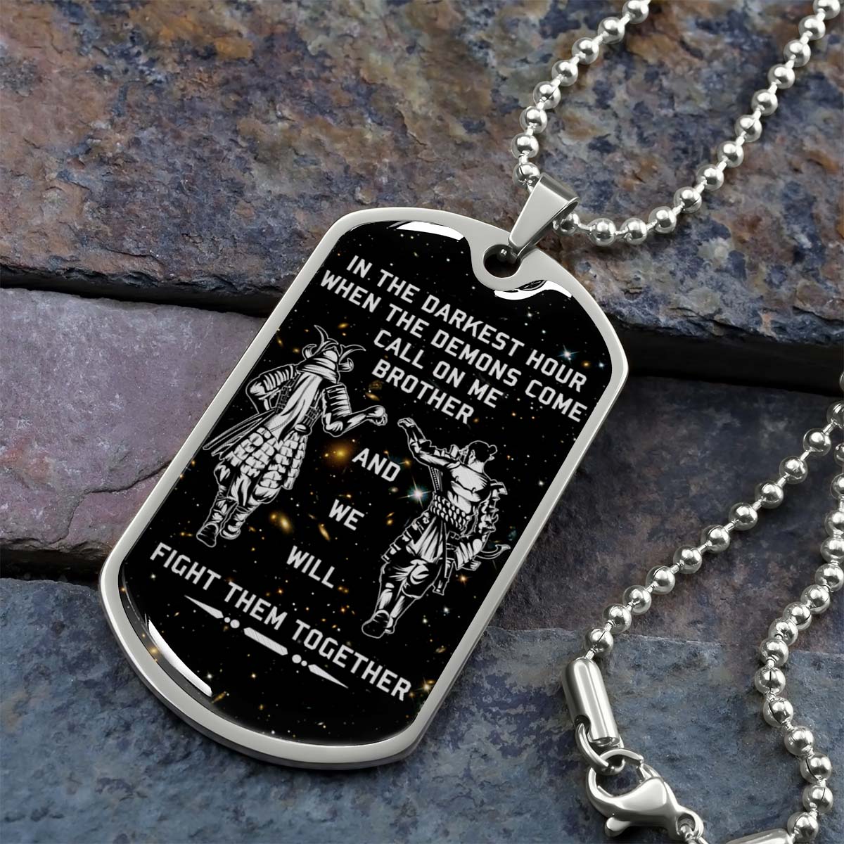 Samurai - SADL003 - Call On me Brother - Bushido - Katana - Ronin - Miyamoto Musashi - Samurai Dog Tag - Military Ball Chain - Luxury Dog Tag