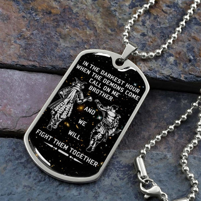 Samurai - SADL003 - Call On me Brother - Bushido - Katana - Ronin - Miyamoto Musashi - Samurai Dog Tag - Military Ball Chain - Luxury Dog Tag