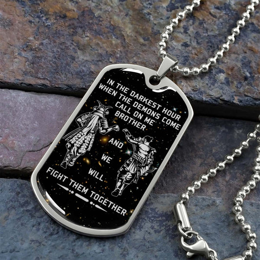 Samurai - SADL003 - Call On me Brother - Bushido - Katana - Ronin - Miyamoto Musashi - Samurai Dog Tag - Military Ball Chain - Luxury Dog Tag