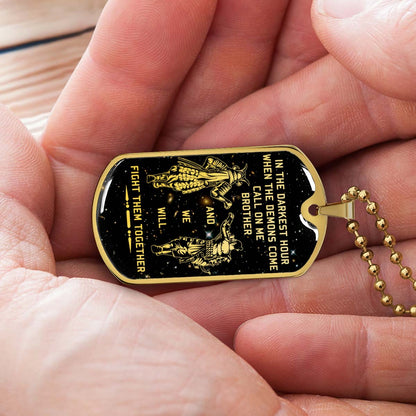 Samurai - SADL003 - Call On me Brother - Bushido - Katana - Ronin - Miyamoto Musashi - Samurai Dog Tag - Military Ball Chain - Luxury Dog Tag