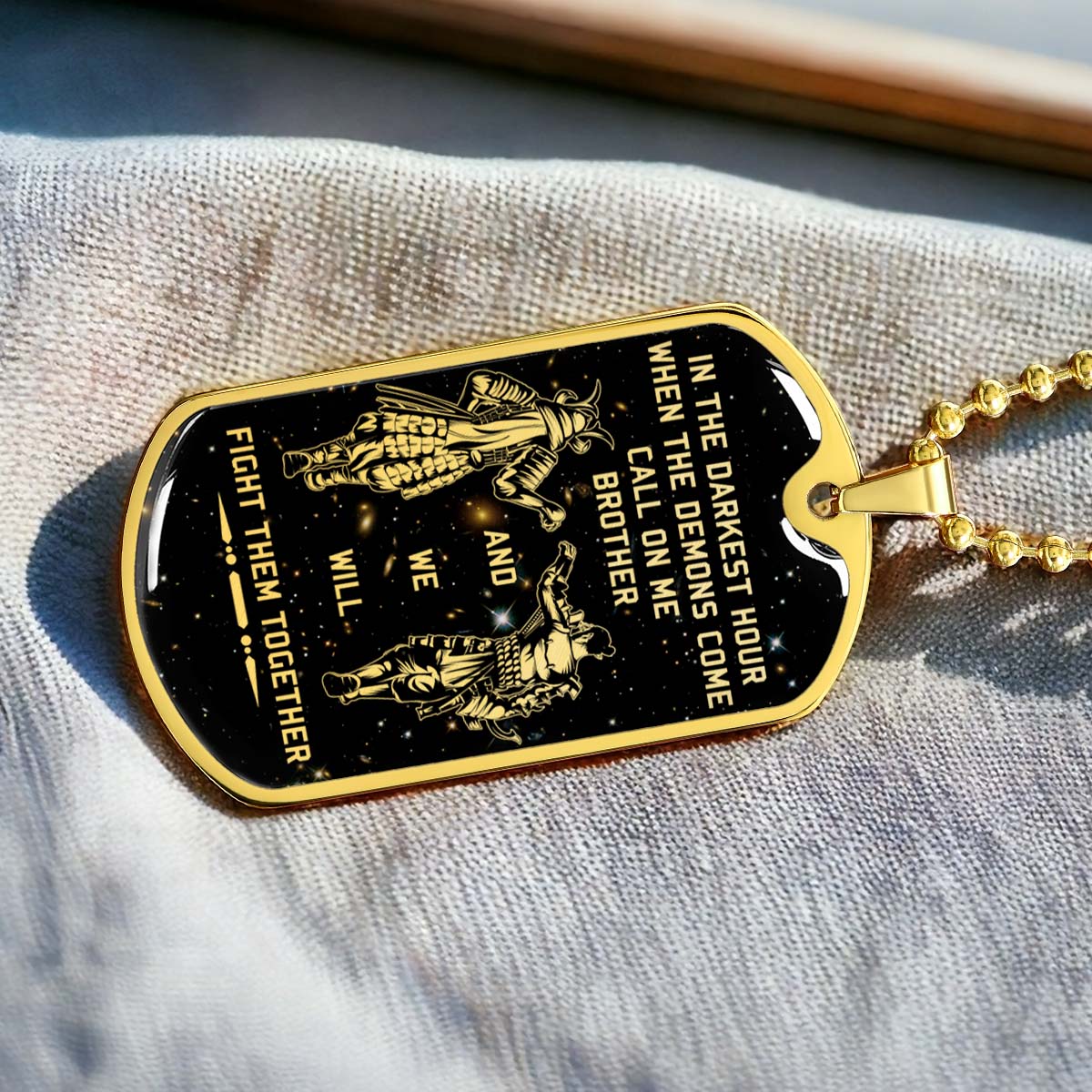Samurai - SADL003 - Call On me Brother - Bushido - Katana - Ronin - Miyamoto Musashi - Samurai Dog Tag - Military Ball Chain - Luxury Dog Tag