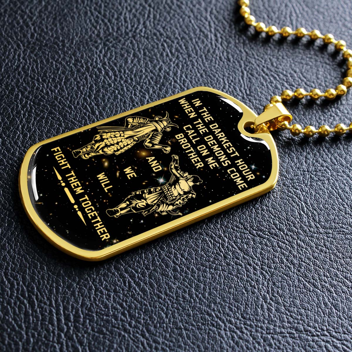 Samurai - SADL003 - Call On me Brother - Bushido - Katana - Ronin - Miyamoto Musashi - Samurai Dog Tag - Military Ball Chain - Luxury Dog Tag