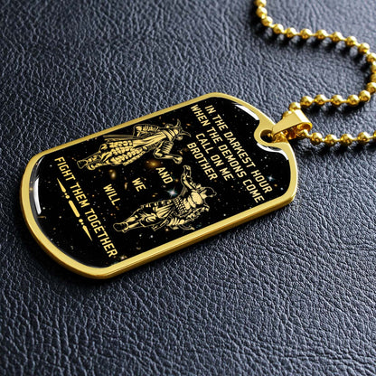 Samurai - SADL003 - Call On me Brother - Bushido - Katana - Ronin - Miyamoto Musashi - Samurai Dog Tag - Military Ball Chain - Luxury Dog Tag
