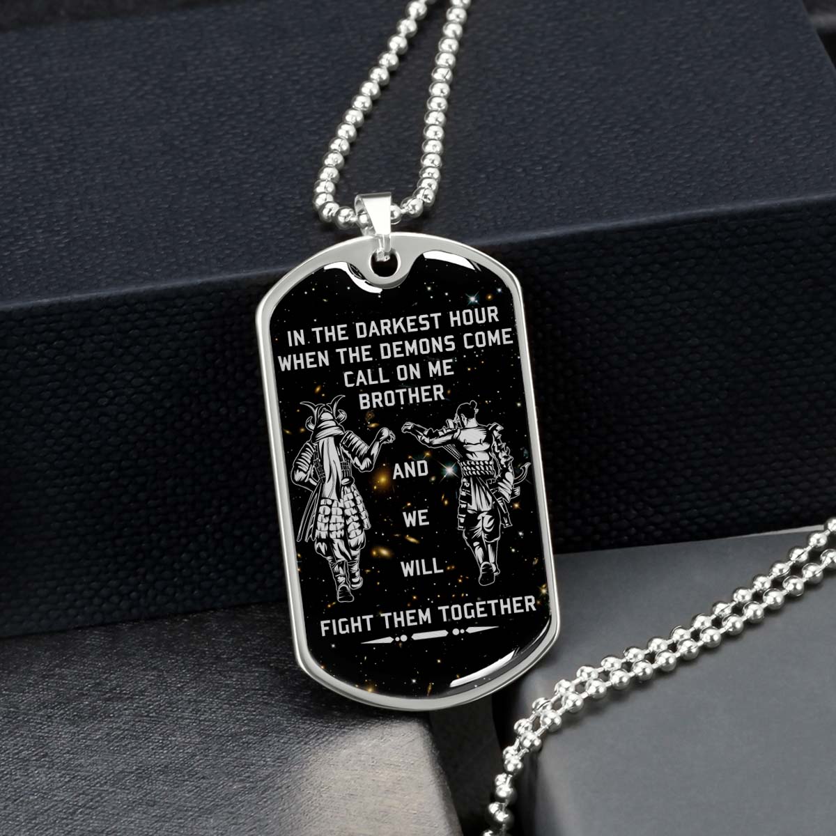 Samurai - SADL003 - Call On me Brother - Bushido - Katana - Ronin - Miyamoto Musashi - Samurai Dog Tag - Military Ball Chain - Luxury Dog Tag