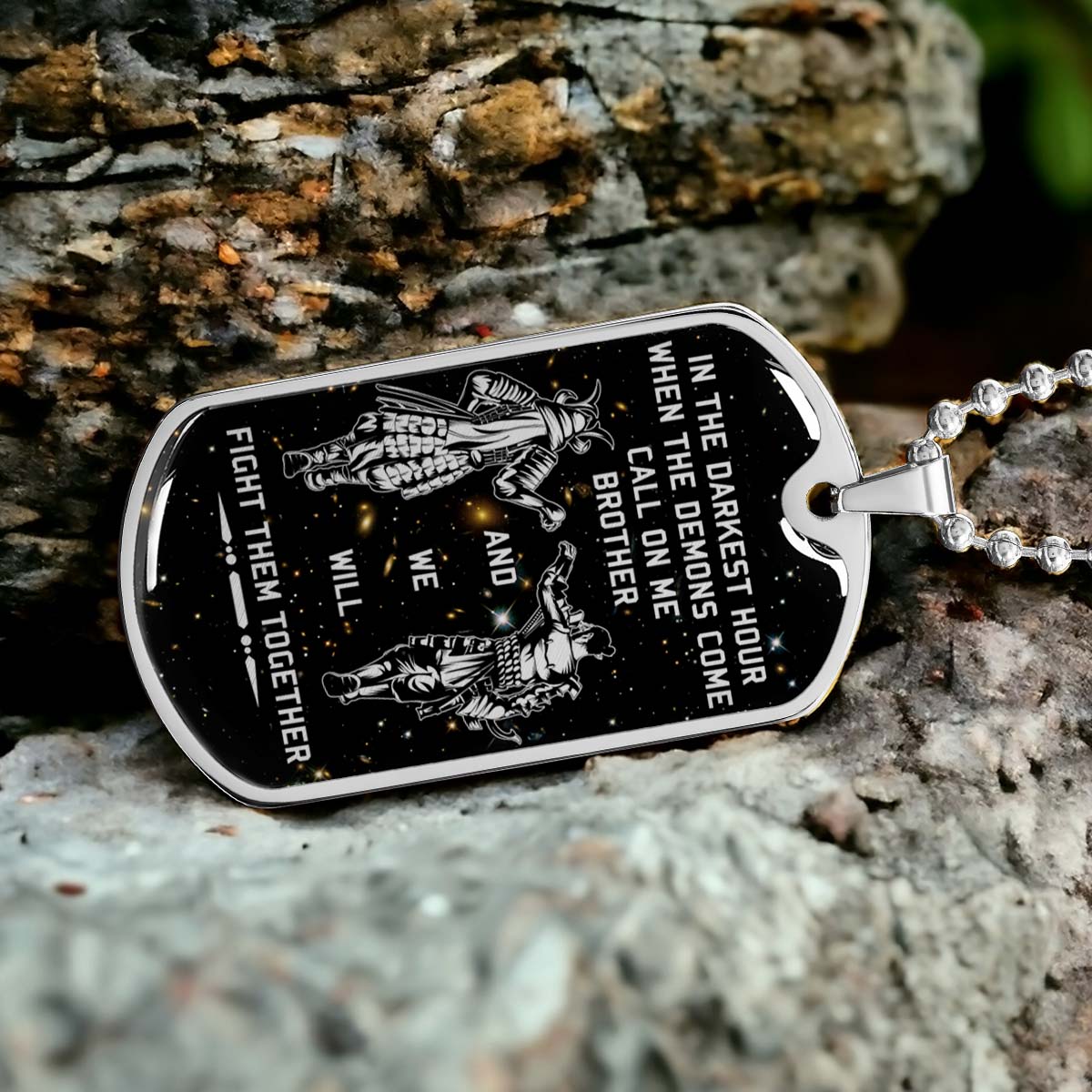 Samurai - SADL003 - Call On me Brother - Bushido - Katana - Ronin - Miyamoto Musashi - Samurai Dog Tag - Military Ball Chain - Luxury Dog Tag
