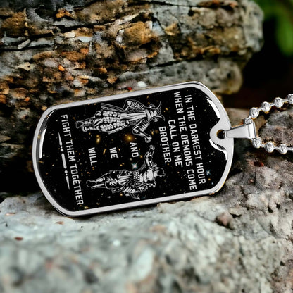 Samurai - SADL003 - Call On me Brother - Bushido - Katana - Ronin - Miyamoto Musashi - Samurai Dog Tag - Military Ball Chain - Luxury Dog Tag