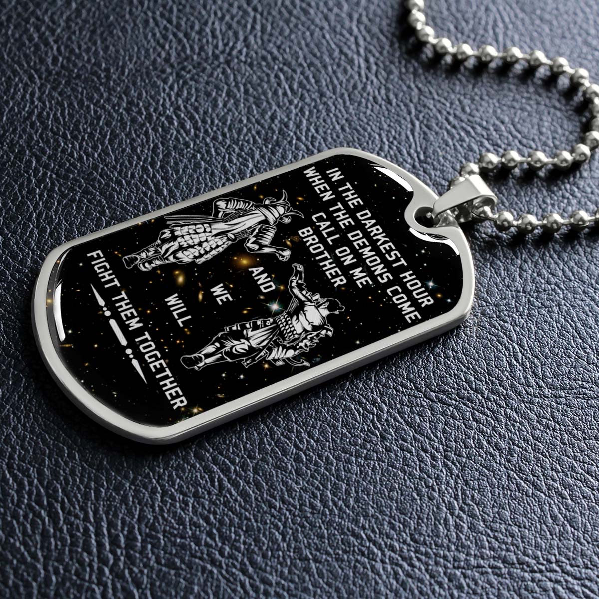 Samurai - SADL003 - Call On me Brother - Bushido - Katana - Ronin - Miyamoto Musashi - Samurai Dog Tag - Military Ball Chain - Luxury Dog Tag
