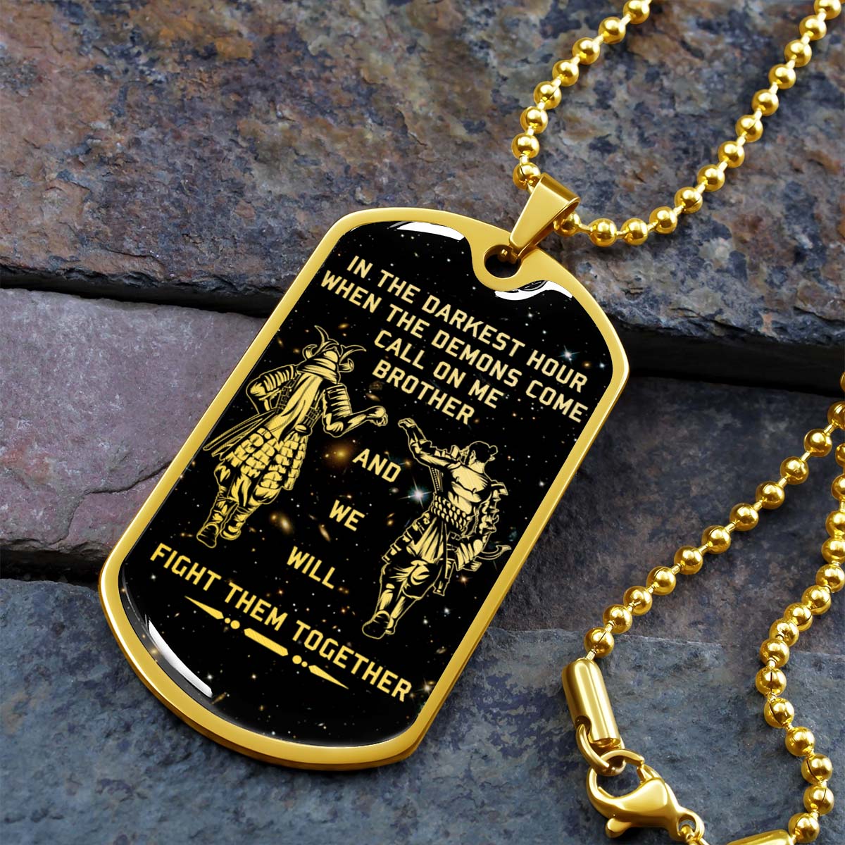 Samurai - SADL003 - Call On me Brother - Bushido - Katana - Ronin - Miyamoto Musashi - Samurai Dog Tag - Military Ball Chain - Luxury Dog Tag