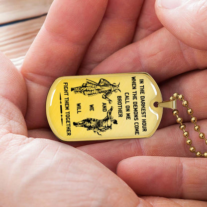 Samurai - SADL004 - Call On me Brother - Bushido - Katana - Ronin - Miyamoto Musashi - Samurai Dog Tag - Military Ball Chain - Luxury Dog Tag