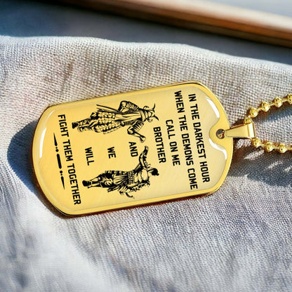 Samurai - SADL004 - Call On me Brother - Bushido - Katana - Ronin - Miyamoto Musashi - Samurai Dog Tag - Military Ball Chain - Luxury Dog Tag