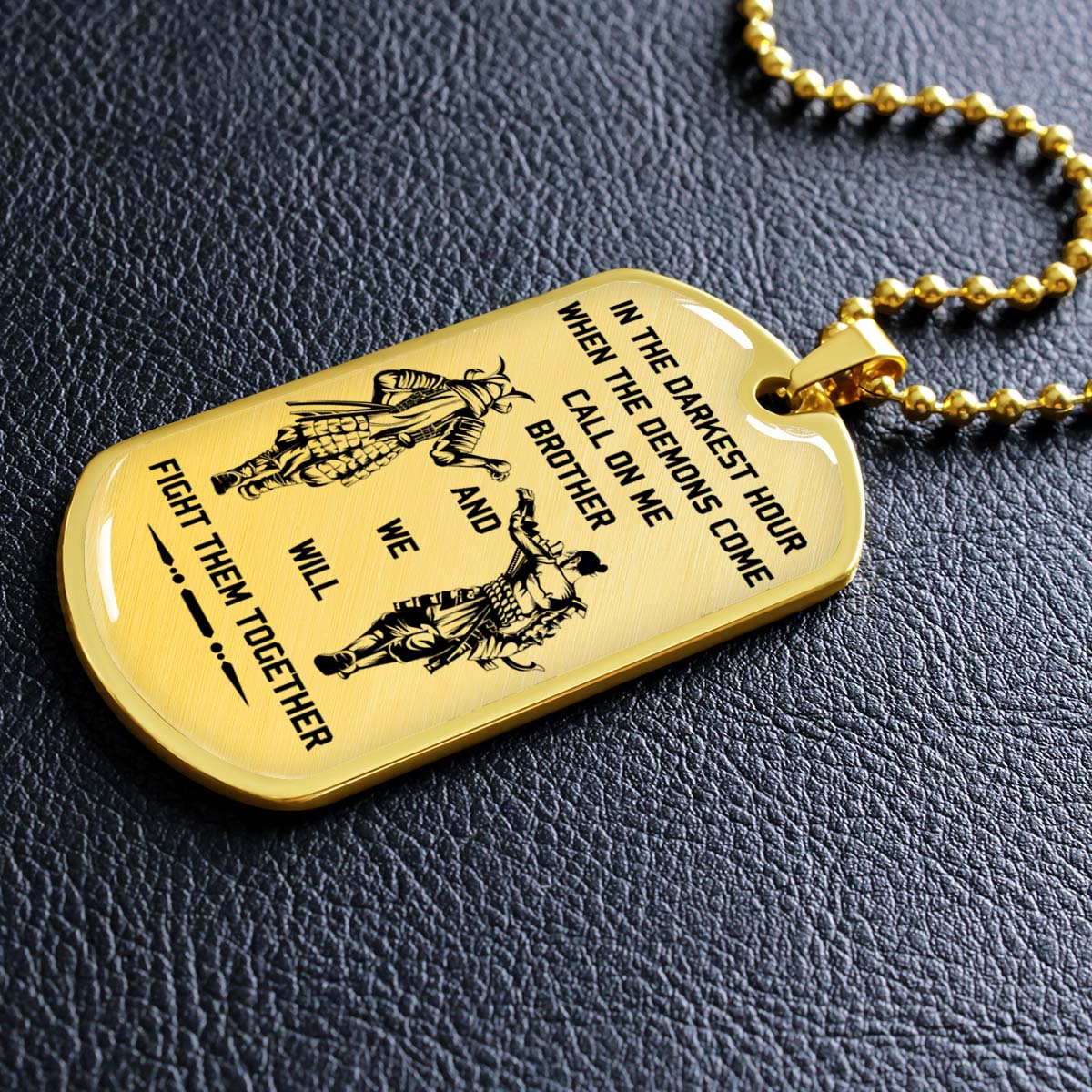 Samurai - SADL004 - Call On me Brother - Bushido - Katana - Ronin - Miyamoto Musashi - Samurai Dog Tag - Military Ball Chain - Luxury Dog Tag
