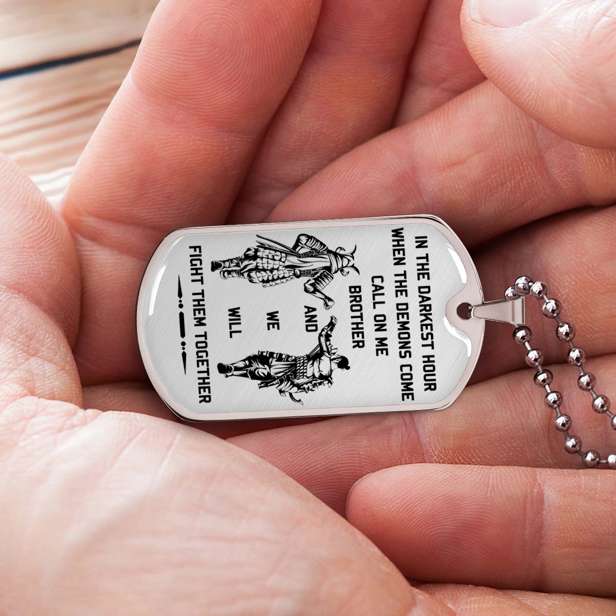 Samurai - SADL004 - Call On me Brother - Bushido - Katana - Ronin - Miyamoto Musashi - Samurai Dog Tag - Military Ball Chain - Luxury Dog Tag