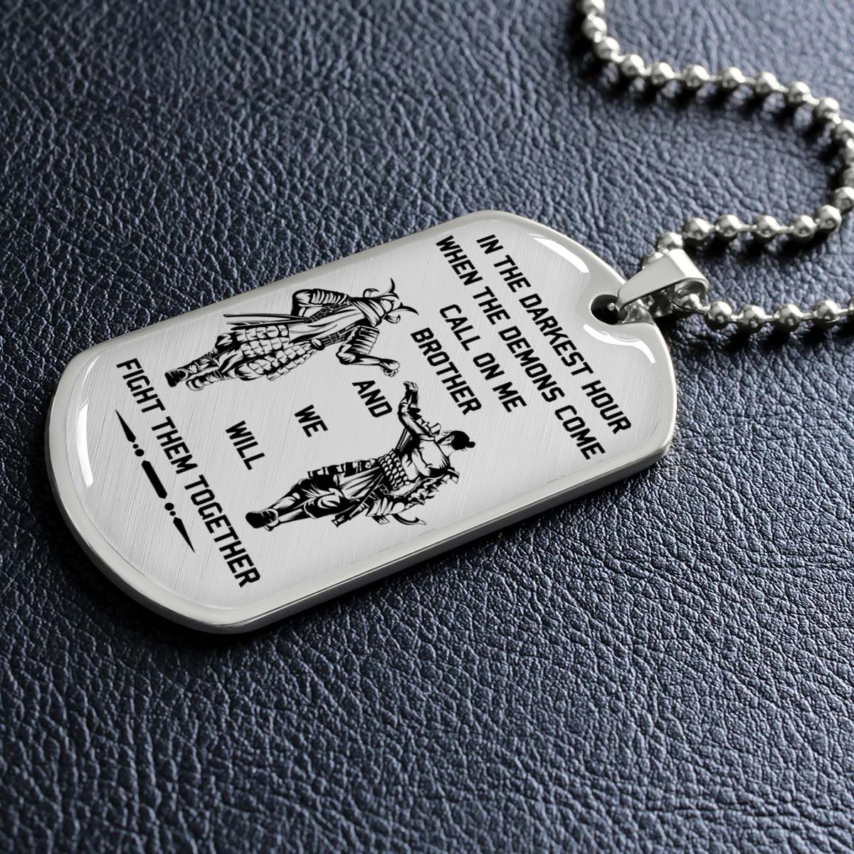 Samurai - SADL004 - Call On me Brother - Bushido - Katana - Ronin - Miyamoto Musashi - Samurai Dog Tag - Military Ball Chain - Luxury Dog Tag