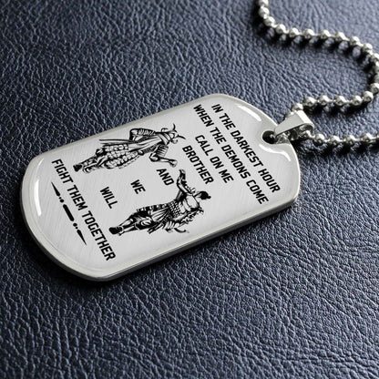 Samurai - SADL004 - Call On me Brother - Bushido - Katana - Ronin - Miyamoto Musashi - Samurai Dog Tag - Military Ball Chain - Luxury Dog Tag