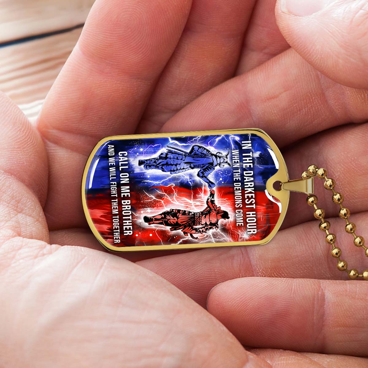 Samurai - SADL005 - Call On me Brother - Bushido - Katana - Ronin - Miyamoto Musashi - Samurai Dog Tag - Military Ball Chain - Luxury Dog Tag