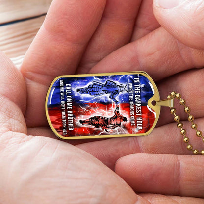 Samurai - SADL005 - Call On me Brother - Bushido - Katana - Ronin - Miyamoto Musashi - Samurai Dog Tag - Military Ball Chain - Luxury Dog Tag