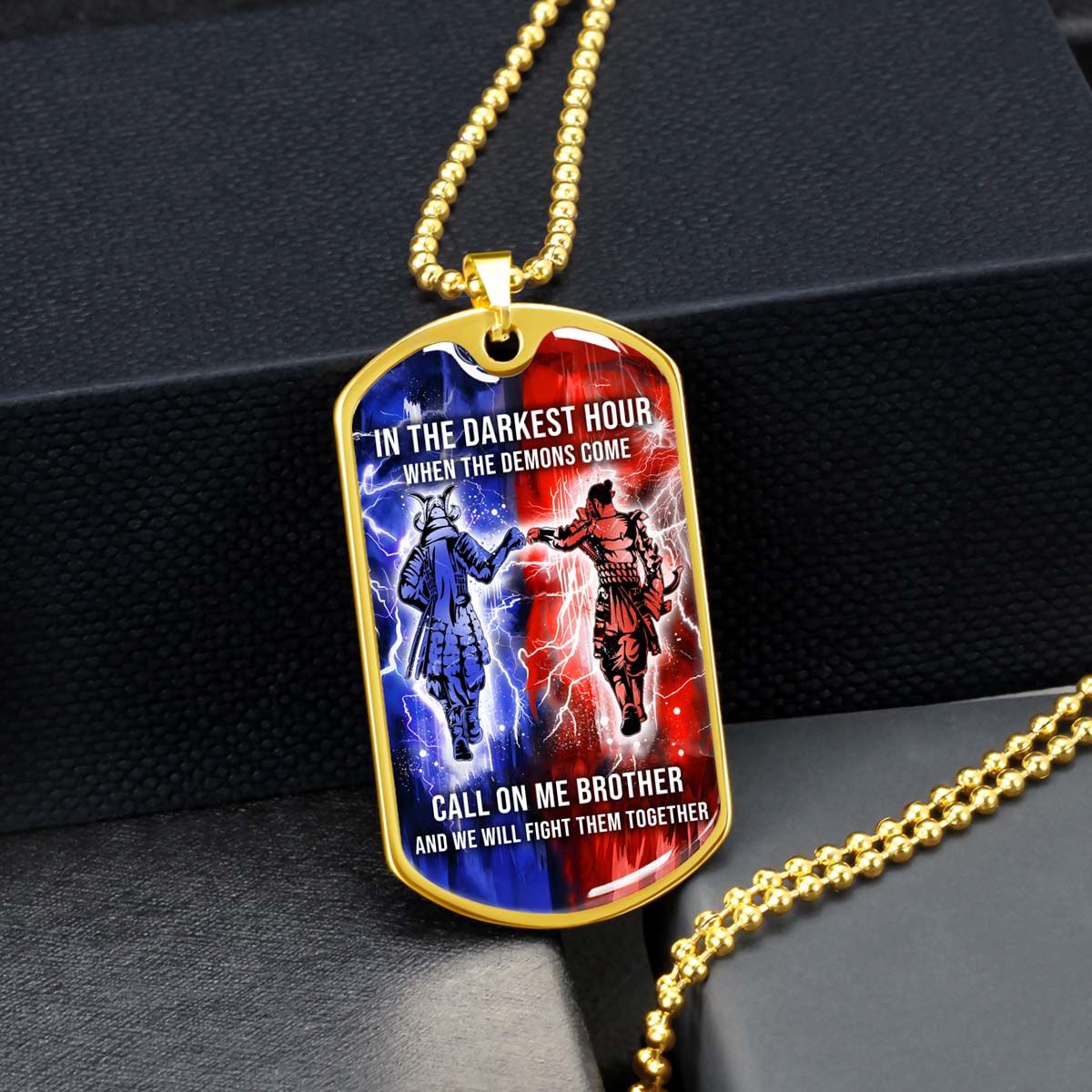 Samurai - SADL005 - Call On me Brother - Bushido - Katana - Ronin - Miyamoto Musashi - Samurai Dog Tag - Military Ball Chain - Luxury Dog Tag
