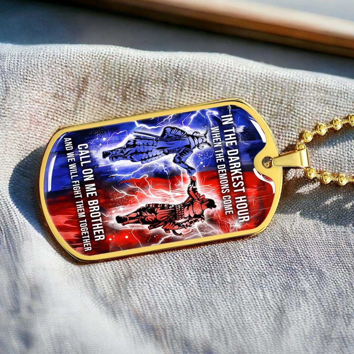 Samurai - SADL005 - Call On me Brother - Bushido - Katana - Ronin - Miyamoto Musashi - Samurai Dog Tag - Military Ball Chain - Luxury Dog Tag