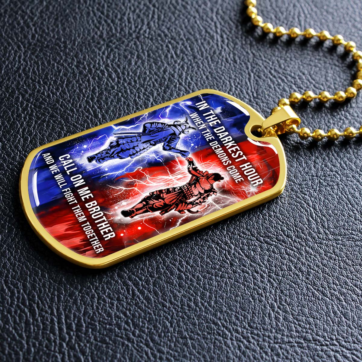 Samurai - SADL005 - Call On me Brother - Bushido - Katana - Ronin - Miyamoto Musashi - Samurai Dog Tag - Military Ball Chain - Luxury Dog Tag