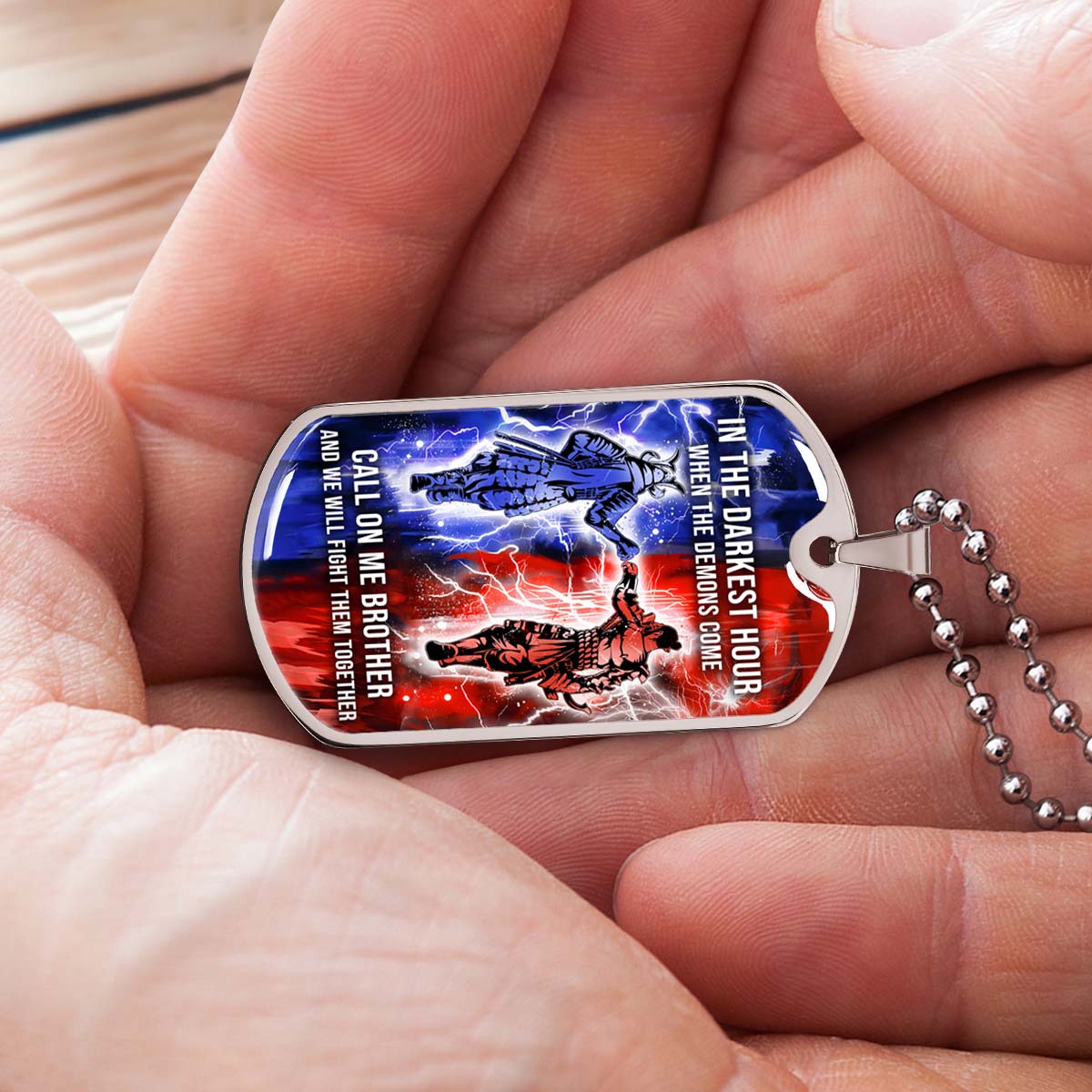 Samurai - SADL005 - Call On me Brother - Bushido - Katana - Ronin - Miyamoto Musashi - Samurai Dog Tag - Military Ball Chain - Luxury Dog Tag