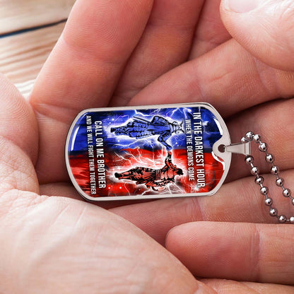 Samurai - SADL005 - Call On me Brother - Bushido - Katana - Ronin - Miyamoto Musashi - Samurai Dog Tag - Military Ball Chain - Luxury Dog Tag