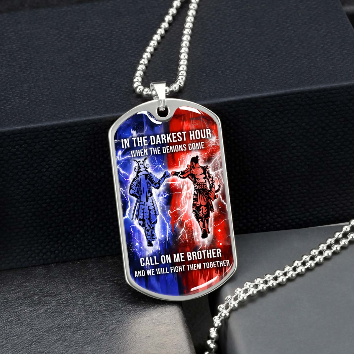 Samurai - SADL005 - Call On me Brother - Bushido - Katana - Ronin - Miyamoto Musashi - Samurai Dog Tag - Military Ball Chain - Luxury Dog Tag