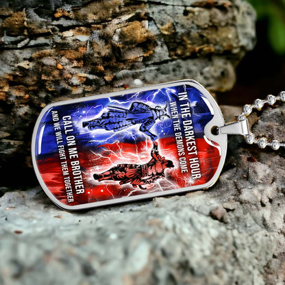 Samurai - SADL005 - Call On me Brother - Bushido - Katana - Ronin - Miyamoto Musashi - Samurai Dog Tag - Military Ball Chain - Luxury Dog Tag
